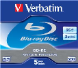 VERBATIM BD-RE 25GB, 2x, 10mm, 5pak