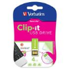 VERBATIM USB 4GB CLIP-IT (43909)